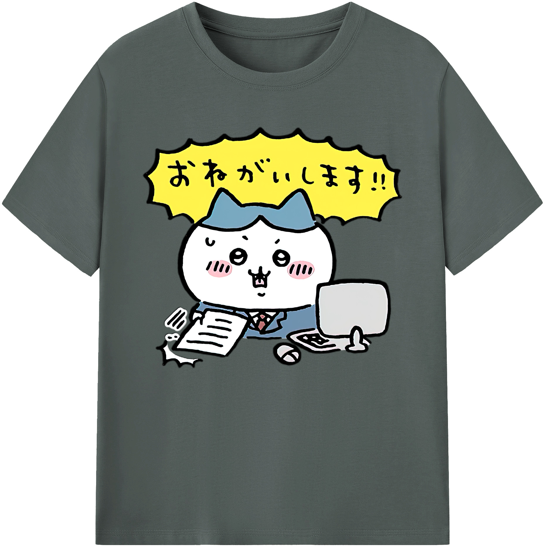 （画像用） ちいかわ ハチワレ Chii-kawa hachiware 綿100％ メンズ半袖Tシャツ｜肌触りやわらか＆通気性